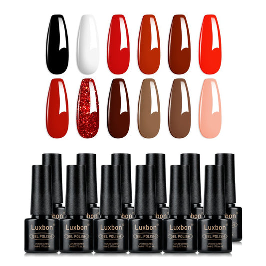 Luxbon Red & Neutral Gel Polish Set LB12017 – Timeless Elegance